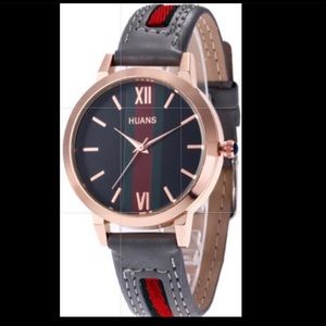 Unisex Leather Watch- Gray